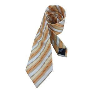 HUGO BOSS Gold/White Striped Silk Tie ITALY 60"/ 3.6" EC